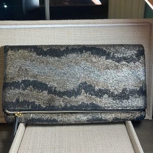 STELLA & DOT Metallic Fold Over clutch